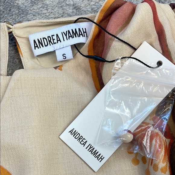 NWT Andrea Iyamah Halima Crop Top Resort Wear Cover Up Eucalyptus Leaves Sz S - Picture 9 of 15